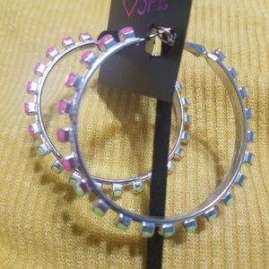 SFL Multi Color Silver Hoops